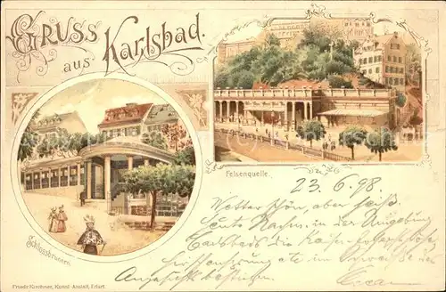 Karlsbad Eger Boehmen Felsenquelle u.Schlossbrunnen Kat. Karlovy Vary