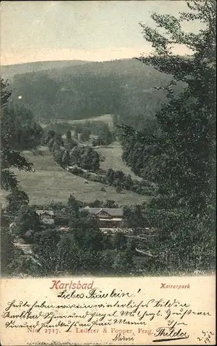 Karlsbad Eger Boehmen Panorama Kaiserpark Kat. Karlovy Vary