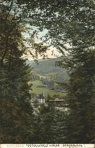 Karlsbad Eger Boehmen Blick nach Cafe Kaiserpark Kat. Karlovy Vary