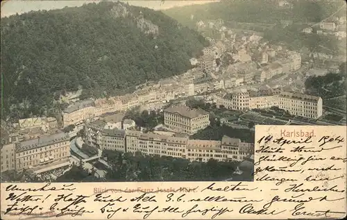 Karlsbad Eger Boehmen Blick von der Franz Josefs Hoehe Kat. Karlovy Vary