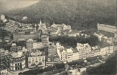 Karlsbad Eger Boehmen Neue Wiese mit Stadttheater Kat. Karlovy Vary