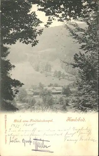 Karlsbad Eger Boehmen Blick vom Findlatertempel nach Cafe Kaiserpark Kat. Karlovy Vary