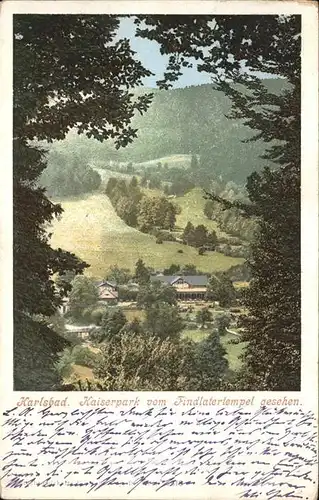 Karlsbad Eger Boehmen Blick vom Findlatertempel nach Cafe Kaiserpark Kat. Karlovy Vary