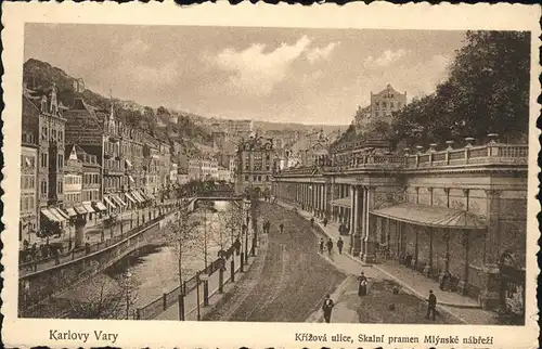 Karlovy Vary Krizova ulice Skalni pramen Mlynske nabrezi Sprudelkolonnade / Karlovy Vary /