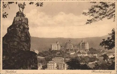 Karlsbad Eger Boehmen Gemsfelsen am Hirschensprung Blick auf Hotel Imperial Kat. Karlovy Vary