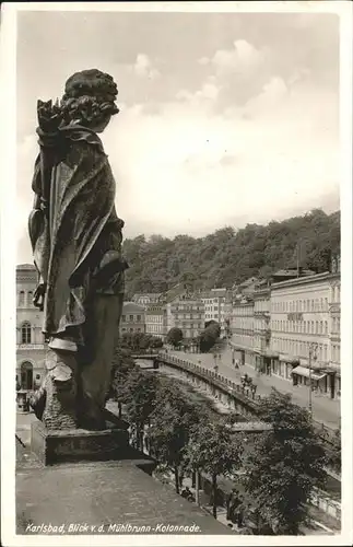 Karlsbad Eger Boehmen Blick von der Muehlbrunnen Kolonnade Skulptur Kat. Karlovy Vary