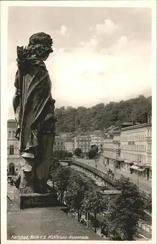 Karlsbad Eger Boehmen Blick von Muehlbrunnen Kolonnade Skulptur Kat. Karlovy Vary