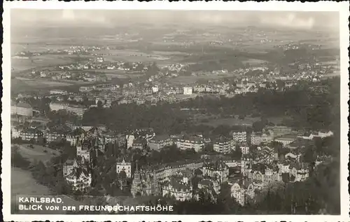 Karlsbad Eger Boehmen Blick von der Freundschaftshoehe Kat. Karlovy Vary