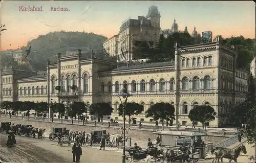 Karlsbad Eger Boehmen Kurhaus Pferdedroschke Kat. Karlovy Vary