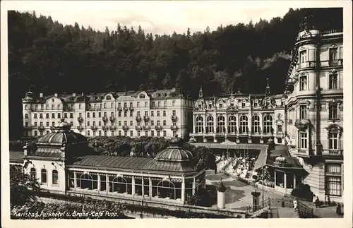 Karlsbad Eger Boehmen Parkhotel und Grand Hotel Cafe Pupp Kat. Karlovy Vary