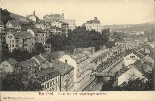 Karlsbad Eger Boehmen Blick von der Stephanspromenade Kat. Karlovy Vary