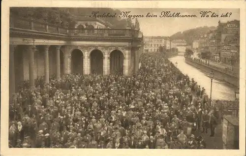 Karlsbad Eger Boehmen Morgens beim Muehlbrunnen Kolonnade Kat. Karlovy Vary