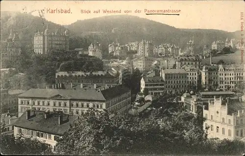 Karlsbad Eger Boehmen Blick auf Westend von Panoramastrasse Kat. Karlovy Vary