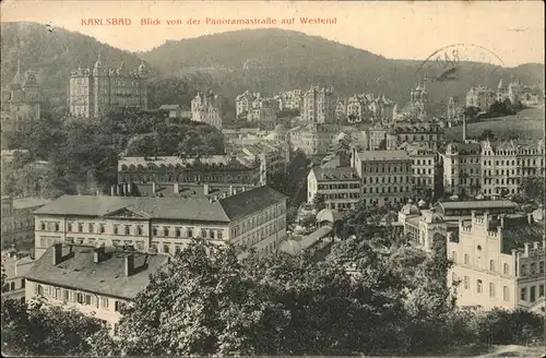 Karlsbad Eger Boehmen Blick von Panoramastrasse auf Westend Kat. Karlovy Vary