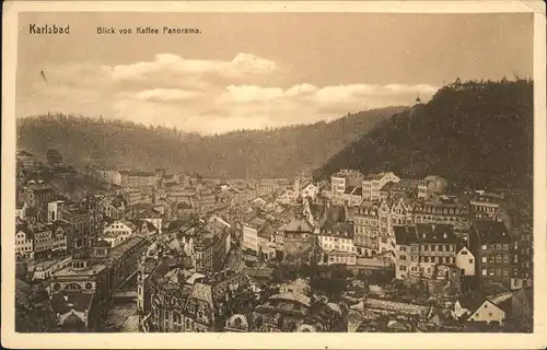 Karlsbad Eger Boehmen Blick von Kaffee Panorama Kat. Karlovy Vary