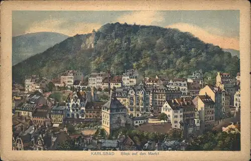 Karlsbad Eger Boehmen Blick auf den Markt Kat. Karlovy Vary