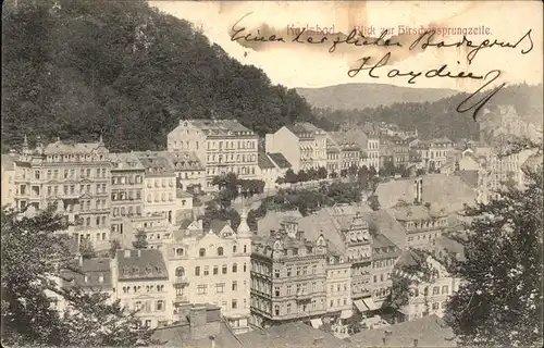 Karlsbad Eger Boehmen Blick zur Hirschensprungzeile Kat. Karlovy Vary