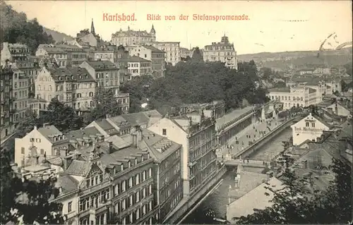 Karlsbad Eger Boehmen Blick von der Stefanspromenade Kat. Karlovy Vary