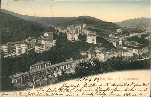 Karlsbad Eger Boehmen Blick von der Hubertusburg Kat. Karlovy Vary