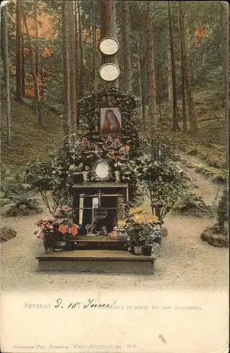 Karlsbad Eger Boehmen Marienbild im Wald bei dem Russelsitze Kat. Karlovy Vary