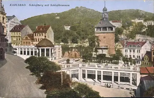 Karlsbad Eger Boehmen Schlossberg mit Schlossbrunnen Kat. Karlovy Vary