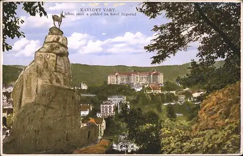 Karlsbad Eger Boehmen Jeleni skok a phled na Hotel Imperial Gemsfelsen am Hirschensprung Kat. Karlovy Vary