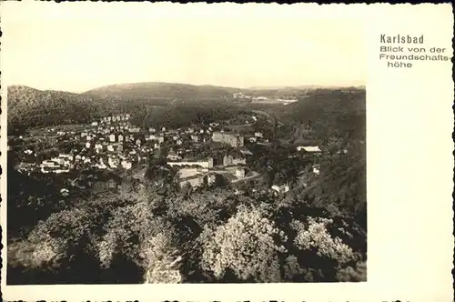 Karlsbad Eger Boehmen Blick von der Freundschaftshoehe Kat. Karlovy Vary