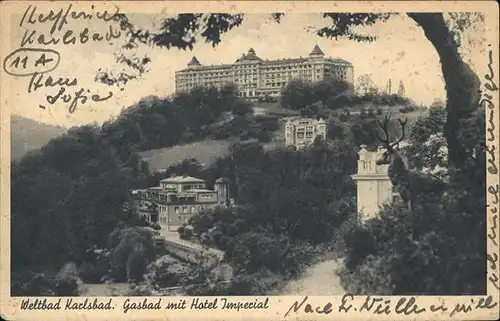 Karlsbad Eger Boehmen Gasbad mit Hotel Imperial Kat. Karlovy Vary