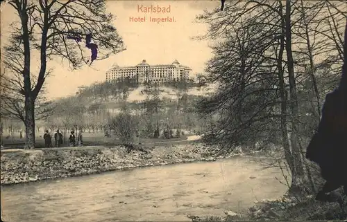 Karlsbad Eger Boehmen Uferpromenade an der Eger Hotel Imperial Kat. Karlovy Vary