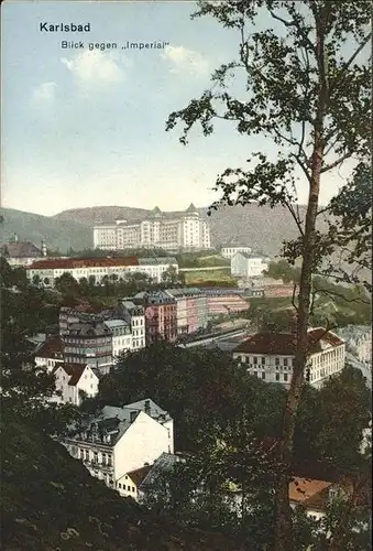 Karlsbad Eger Boehmen Blick gegen Hotel Imperial Kat. Karlovy Vary