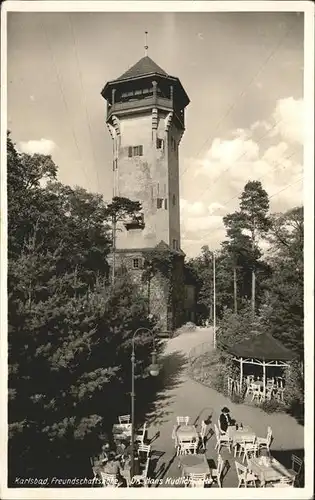 Karlsbad Eger Boehmen Dr. Hans Kudlich Warte auf der Freundschaftshoehe Restaurant Kat. Karlovy Vary