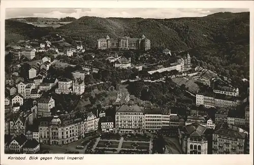 Karlsbad Eger Boehmen Blick gegen Hotel Imperial Kat. Karlovy Vary