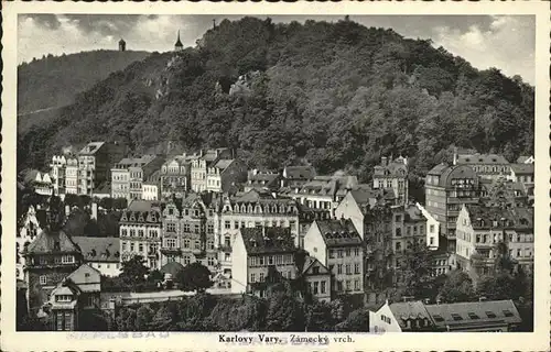 Karlovy Vary Zamecky vrch Teilansicht mit Schlossberg / Karlovy Vary /
