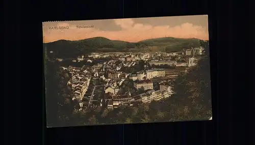 Karlsbad Eger Boehmen Totalansicht bei Abenddaemmerung Kat. Karlovy Vary