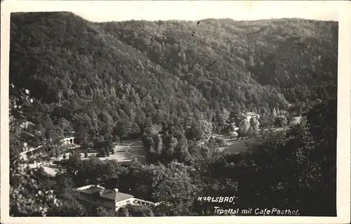 Karlsbad Eger Boehmen Tepeltal mit Cafe Posthof Kat. Karlovy Vary