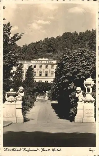 Karlsbad Eger Boehmen Eingang Parkhotel Skulptur Kat. Karlovy Vary