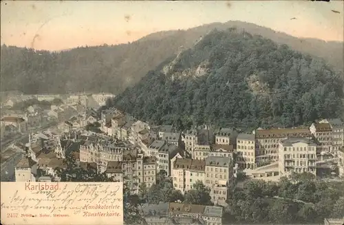 Karlsbad Eger Boehmen Teilansicht Handkoloriert Kat. Karlovy Vary