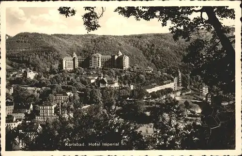 Karlsbad Eger Boehmen Blick gegen Hotel Imperial Kat. Karlovy Vary