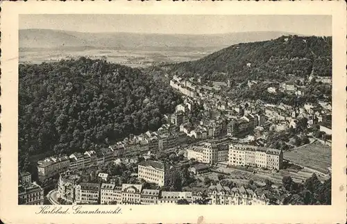 Karlsbad Eger Boehmen Panorama Gesamtansicht Kat. Karlovy Vary