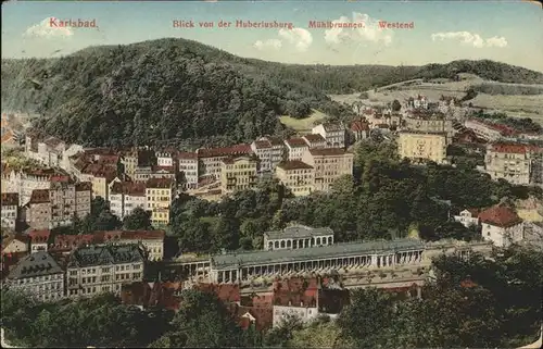 Karlsbad Eger Boehmen Blick von der Hubertusburg Muehlbrunnen Kolonnade Westend Kat. Karlovy Vary