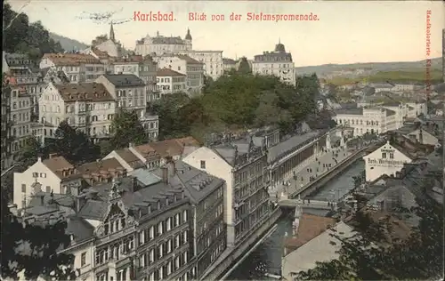 Karlsbad Eger Boehmen Blick von der Stefanspromenade Stempel Sammlung Weckerth Nr. 00027 Kat. Karlovy Vary