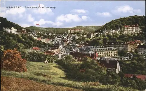 Karlsbad Eger Boehmen Blick vom Panoramaweg Kat. Karlovy Vary