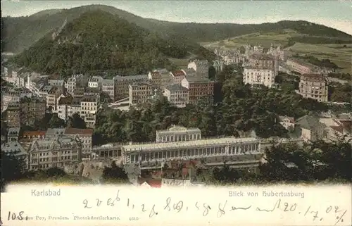 Karlsbad Eger Boehmen Blick von der Hubertusburg Kat. Karlovy Vary
