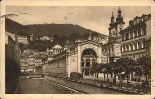 Karlsbad Eger Boehmen aeussere Sprudelkolonnade Kirchtuerme Kat. Karlovy Vary