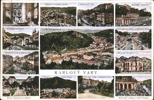 Karlovy Vary Sehenswuerdigkeiten der Stadt Sprudelspringer Muehlbrunnkolonnade Hotel Imperial Sprudelkolonnade / Karlovy Vary /