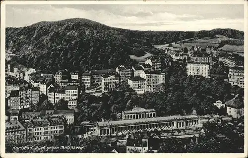 Karlsbad Eger Boehmen Blick gegen Schlossberg Kolonnaden Kat. Karlovy Vary