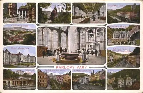 Karlovy Vary Sehenswuerdigkeiten der Stadt Sprudelspringer Gemsfelsen Hirschensprung Hotel Imperial Muehlbrunnen Kolonnade / Karlovy Vary /