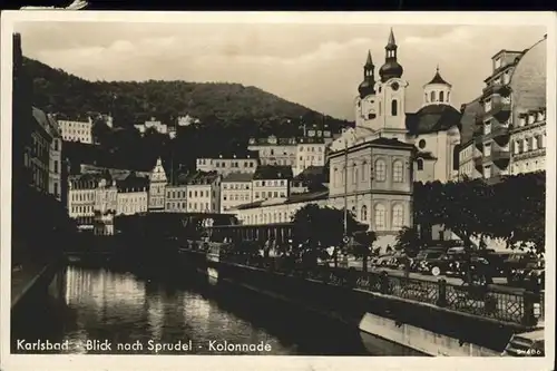 Karlsbad Eger Boehmen Sprudelkolonnade Kirchtuerme Kat. Karlovy Vary