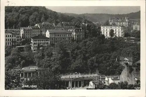 Karlsbad Eger Boehmen Blick ueber die Stadt Feldpost Kat. Karlovy Vary