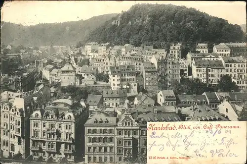 Karlsbad Eger Boehmen Blick von Cafe Panorama Kat. Karlovy Vary